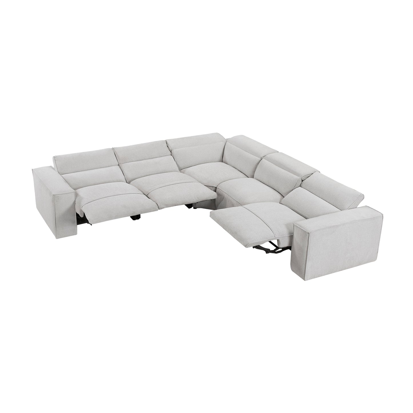 8414GRY-*5LRRRPWH - (5)5-Piece Modular Power Reclining Sectional with Power Headrests