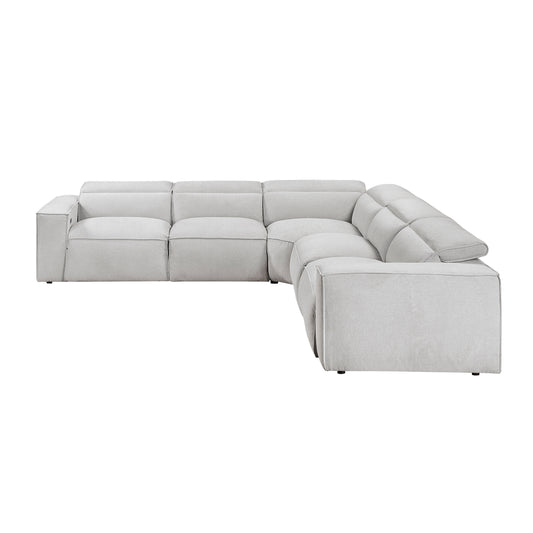 8414GRY-*5LRRRPWH - (5)5-Piece Modular Power Reclining Sectional with Power Headrests