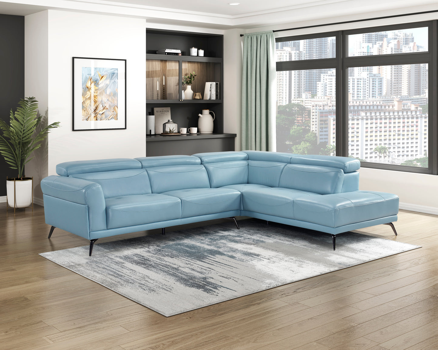 8456BUE*22LRC - (2)2-Piece Sectional with Right Side Chaise