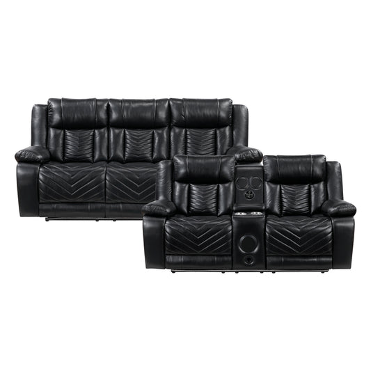 8457BLK*2PW - 2pc Set: Sofa, Love (Power)