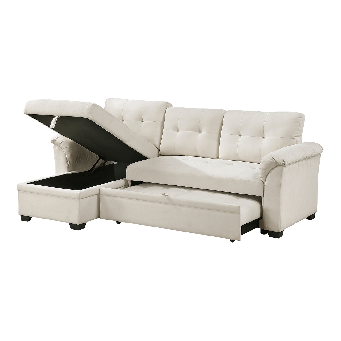 8477BEG*SC - (3)2-Piece Reversible Sectional with Reversible Chaise, Hidden Storage and Pull-out Bed