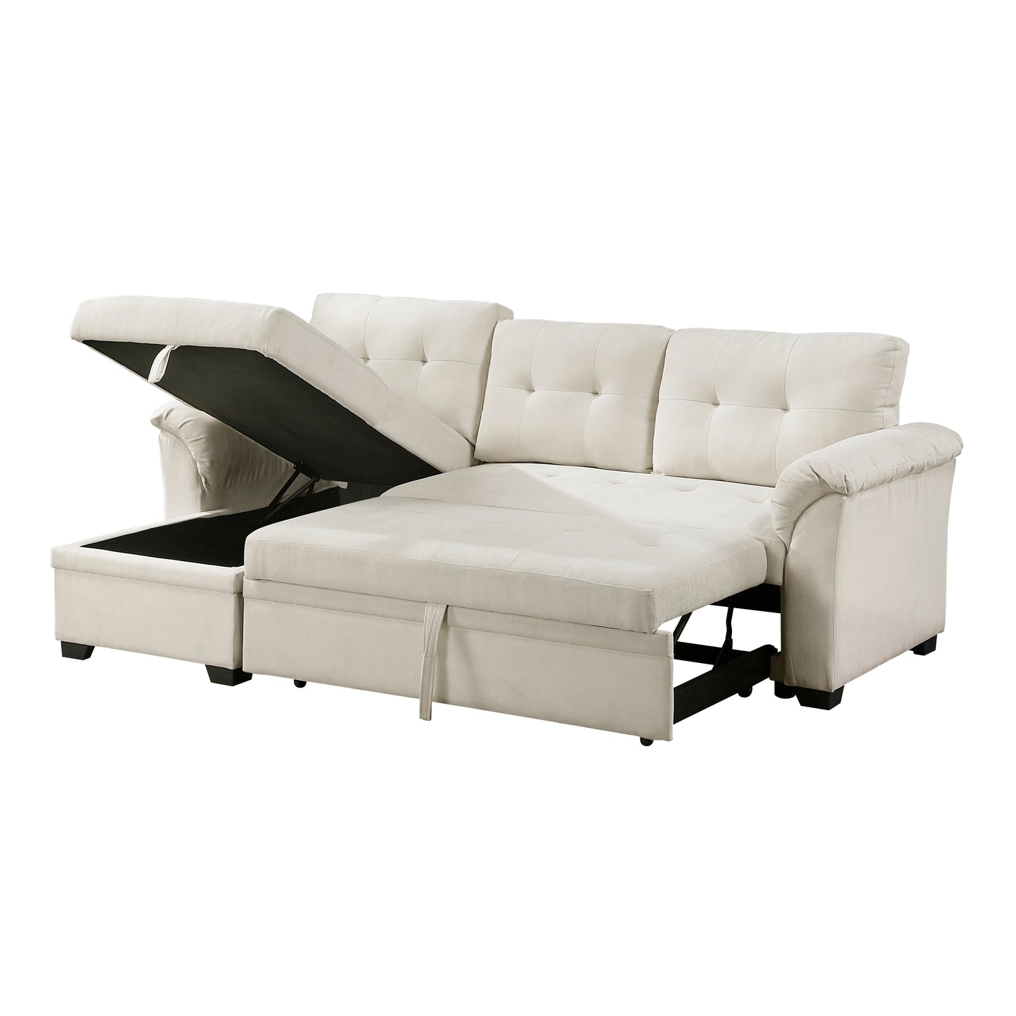 8477BEG*SC - (3)2-Piece Reversible Sectional with Reversible Chaise, Hidden Storage and Pull-out Bed
