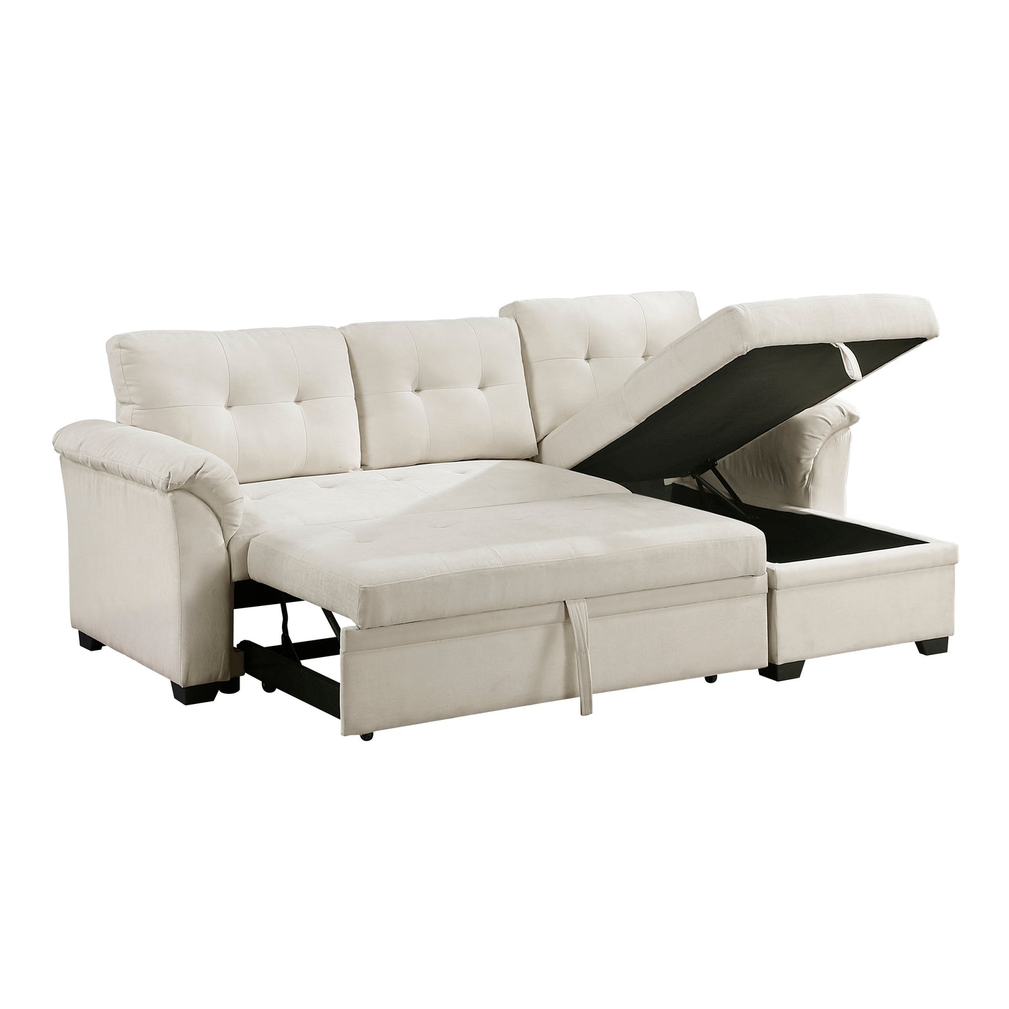 8477BEG*SC - (3)2-Piece Reversible Sectional with Reversible Chaise, Hidden Storage and Pull-out Bed