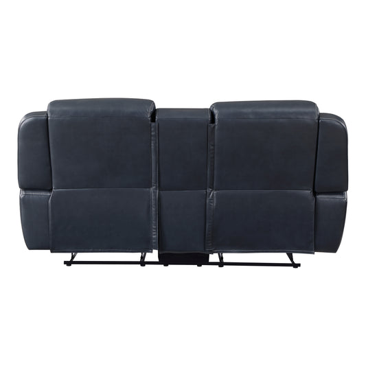 8516BU-2 - Double Reclining Love Seat with Center Console, Receptacles and USB Ports