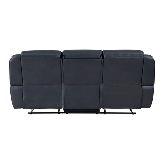 8516BU-3 - Double Reclining Sofa with Center Drop-Down Cup Holders,Storage Pouch, Receptacles and USB Ports