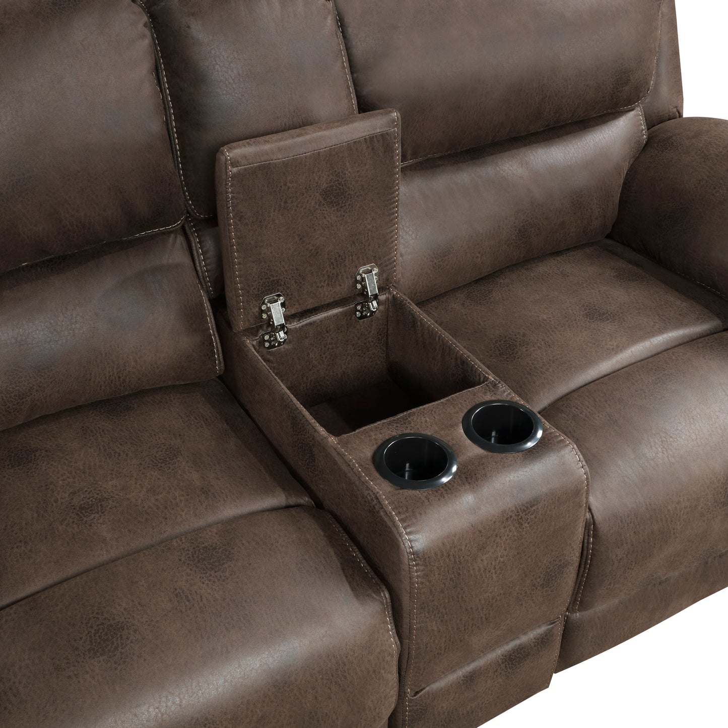 8517BRW-2PW - Power Double Reclining Love Seat with Center Console
