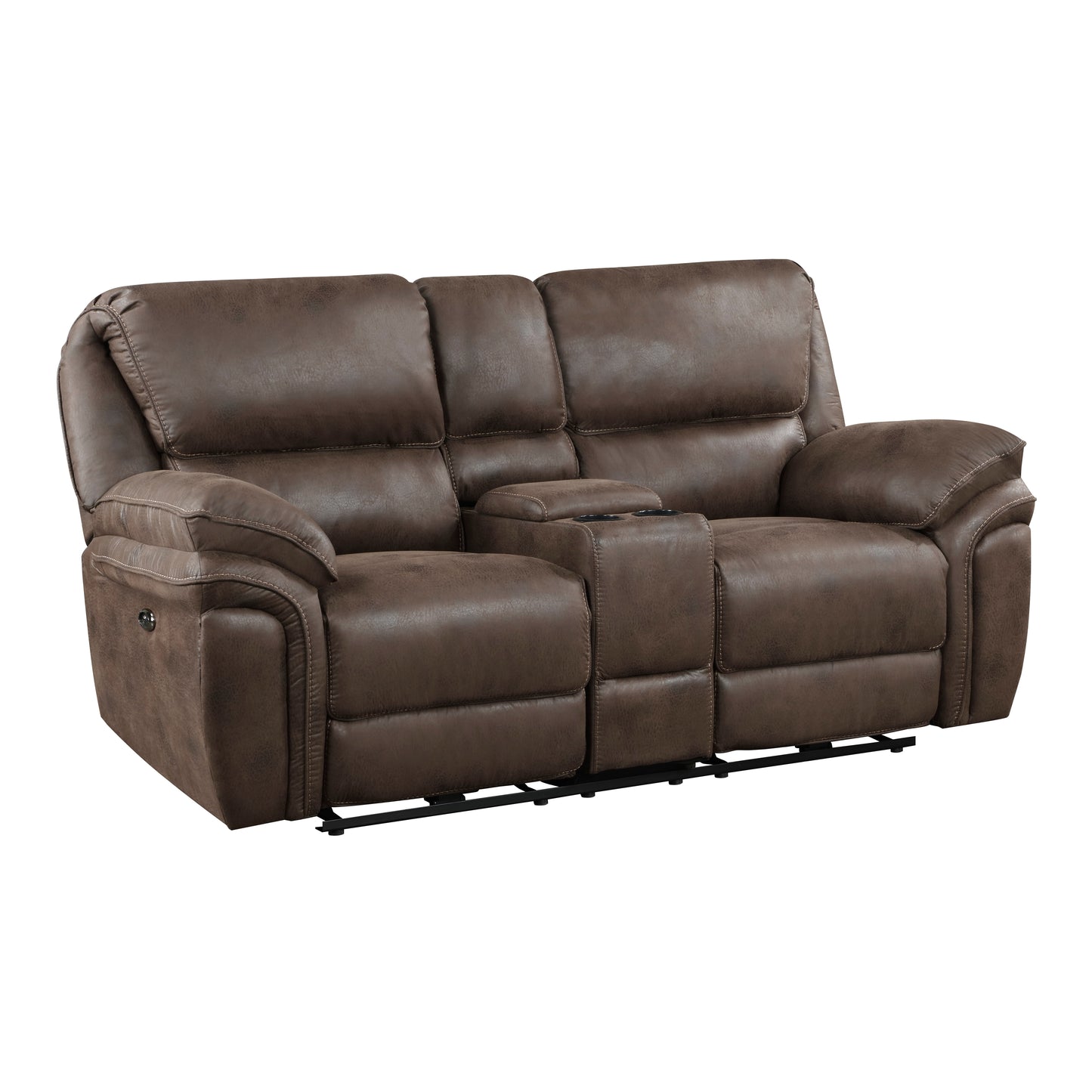 8517BRW-2PW - Power Double Reclining Love Seat with Center Console