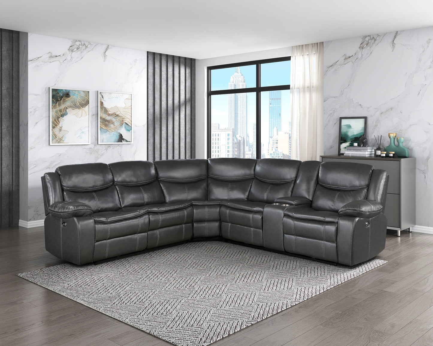 8528DG*SCPW - (3)3-Piece Power Reclining Sectional with Right Console