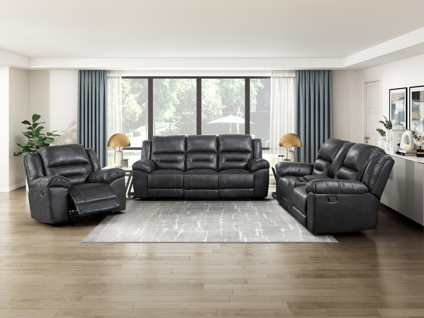 8538BK-2 - Double Reclining Love Seat with Center Console