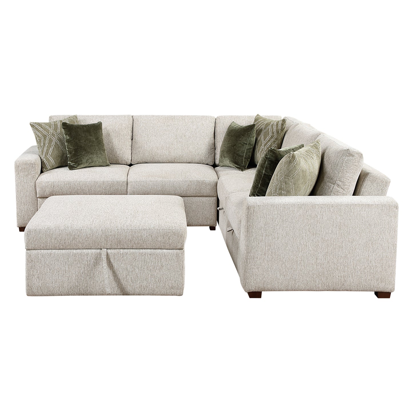 8548*52ACLCR2AAOT - (5)4-Piece Sectional with Pull-out Bed and Ottoman