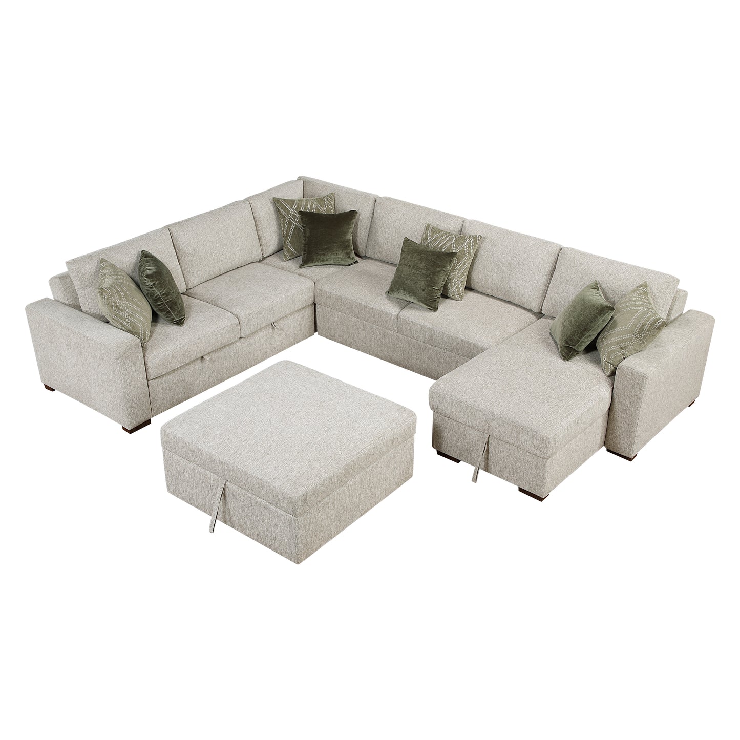 8548*6VC2ACR2ACLAOT - (6)5-Piece Sectional with Reversible Chaise, Pull-out Bed and Ottoman
