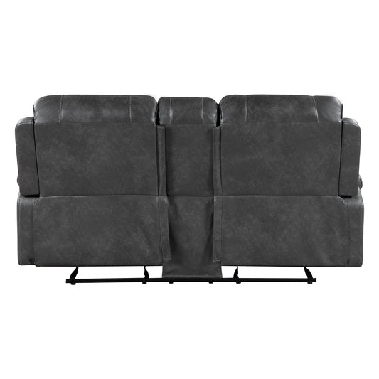 8549GRY-2 - Double Glider Reclining Love Seat with Center Console, Receptacles and USB Ports