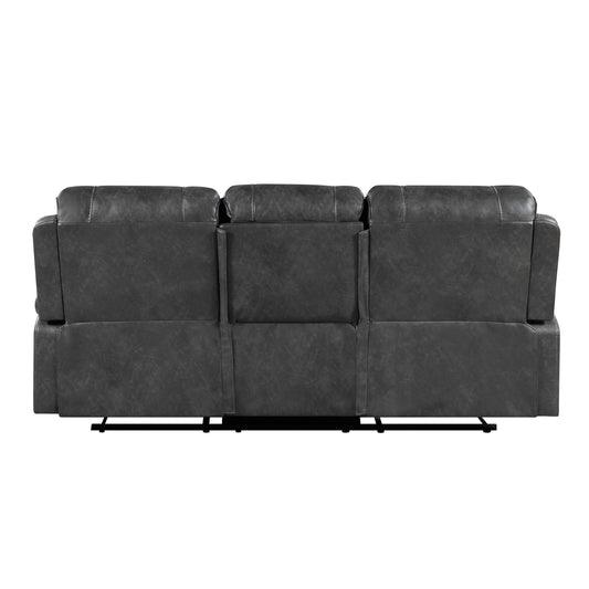 8549GRY-3 - Double Reclining Sofa with Center Drop-Down Cup Holders, Receptacles and USB Ports