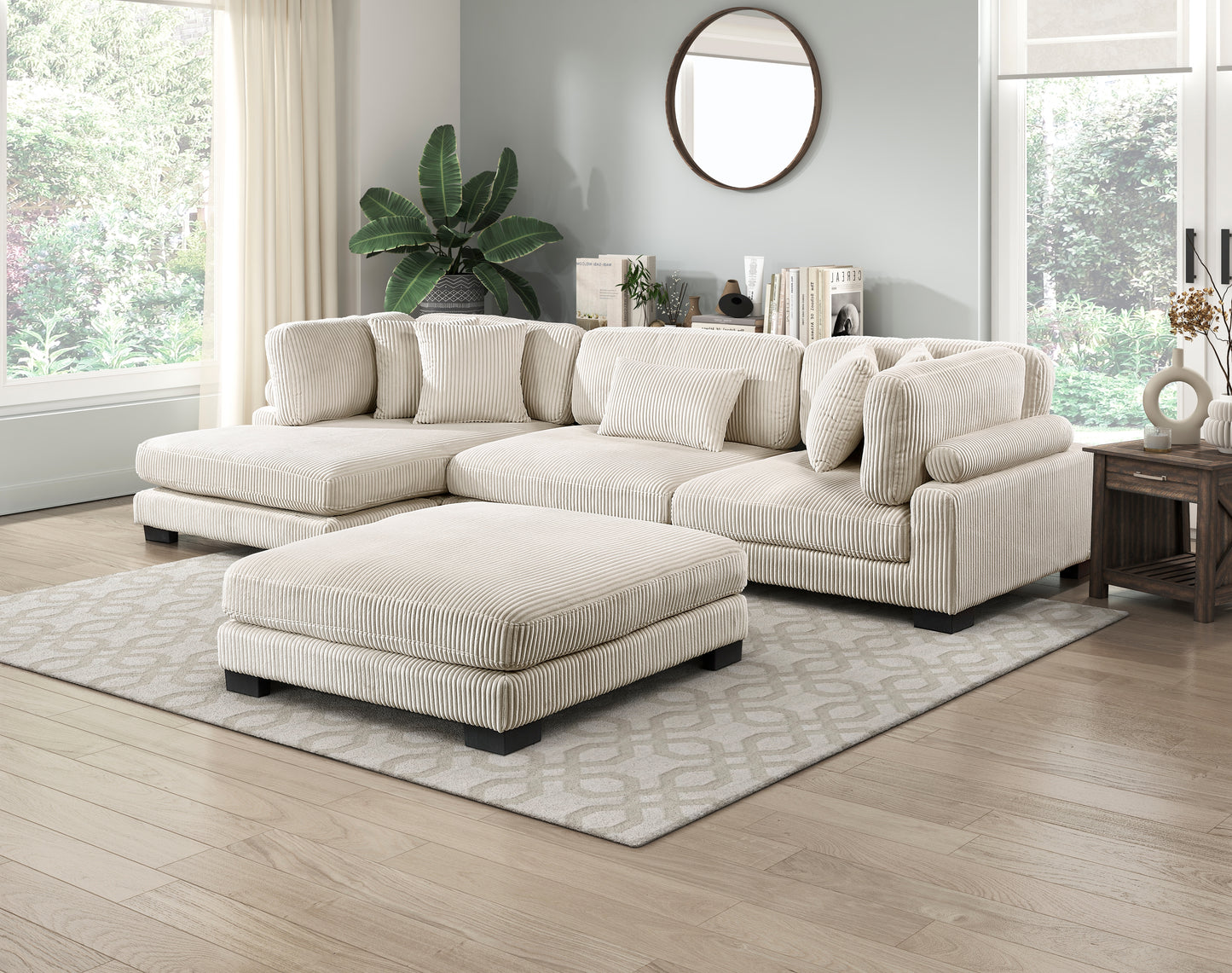 8555BE*CRACVCOT - (4)4-Piece Modular Sectional with Reversible Chaise and Ottoman