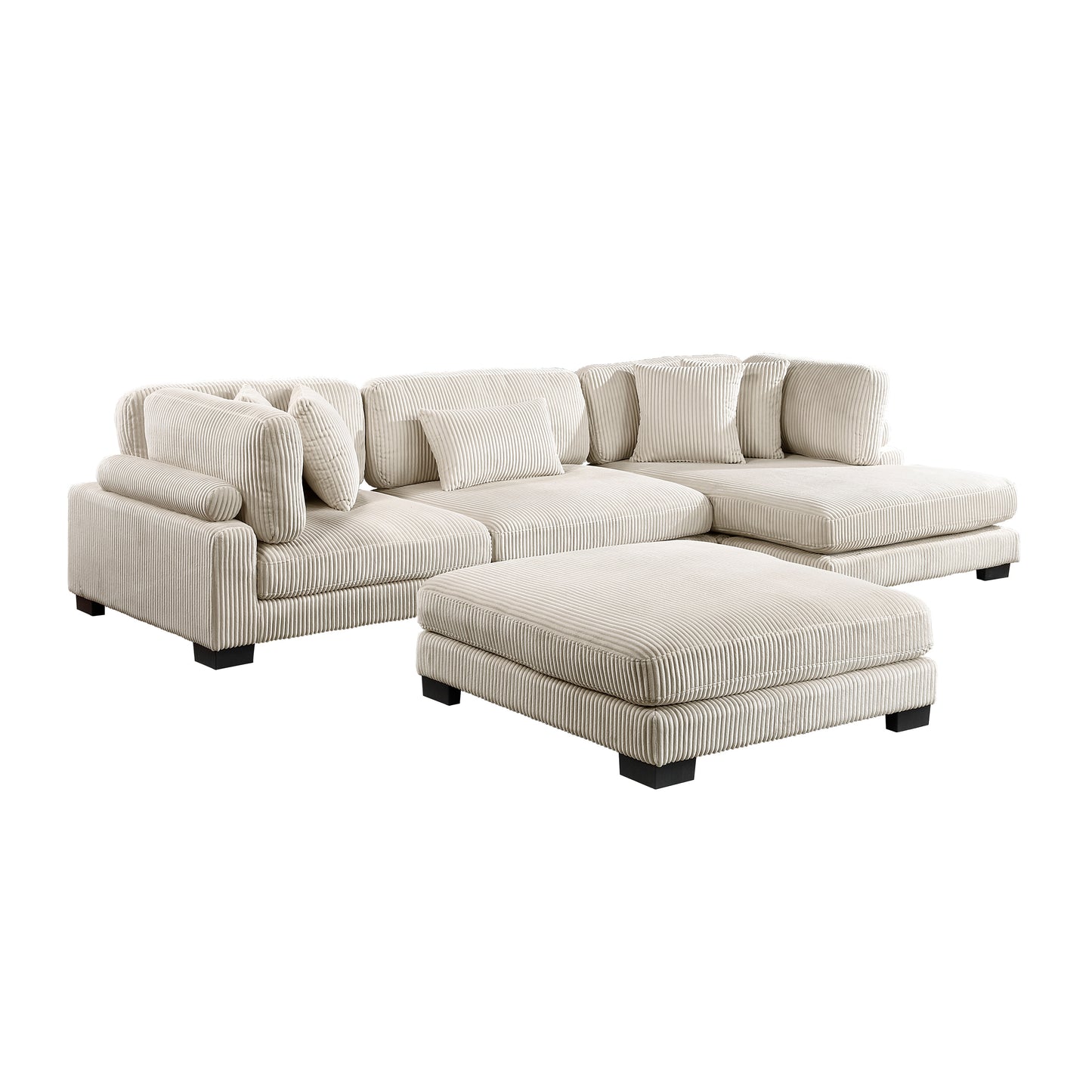 8555BE*CRACVCOT - (4)4-Piece Modular Sectional with Reversible Chaise and Ottoman