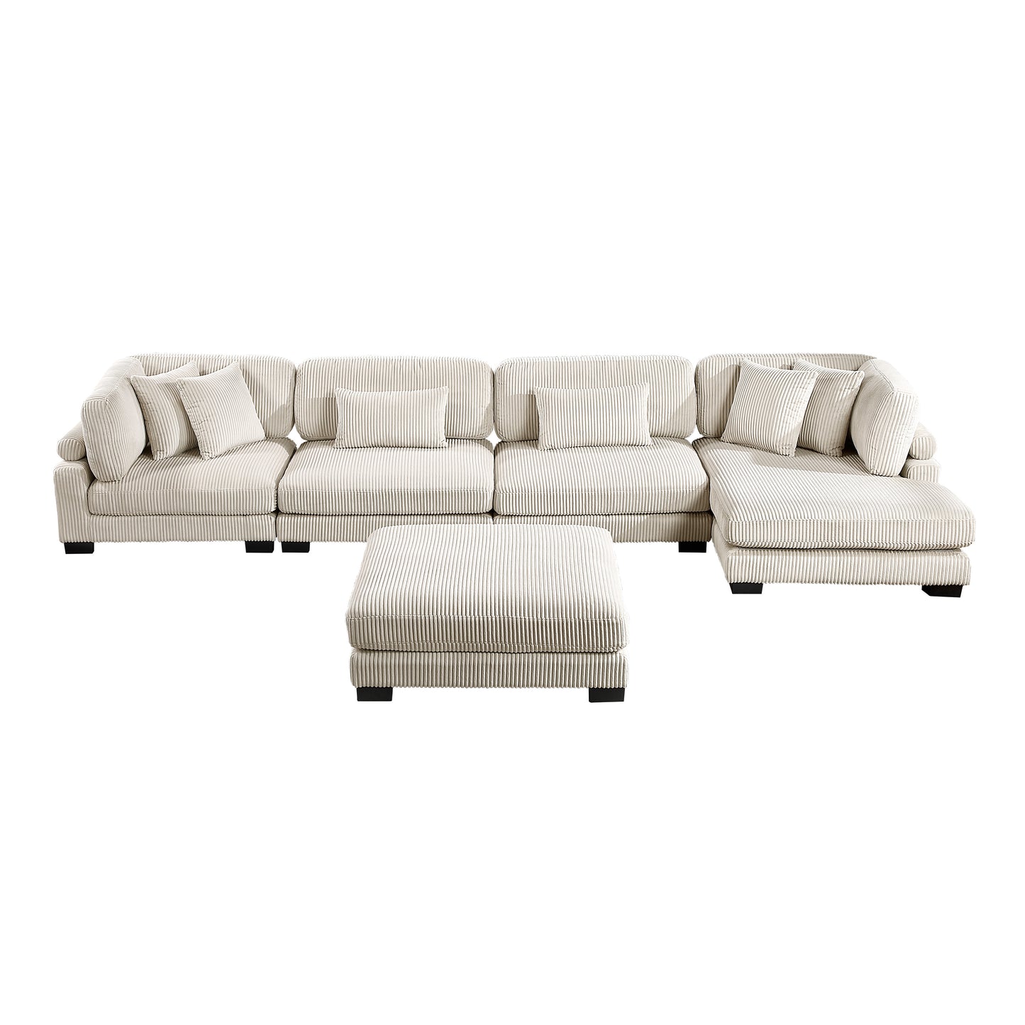 8555BE*CR2ACVCOT - (5)5-Piece Modular Sectional with Reversible Chaise and Ottoman