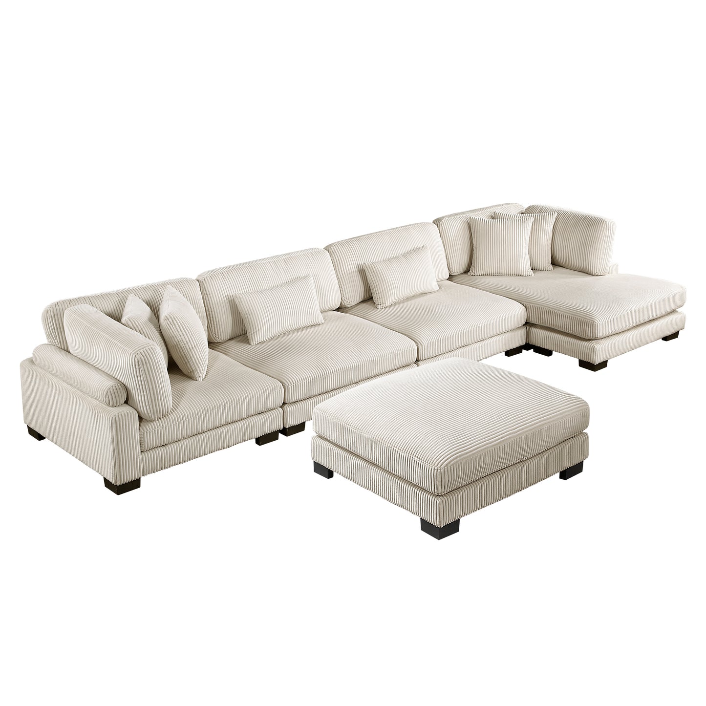 8555BE*CR2ACVCOT - (5)5-Piece Modular Sectional with Reversible Chaise and Ottoman