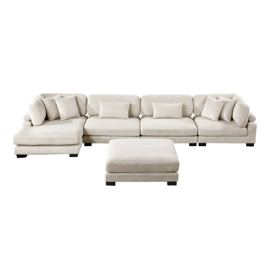 8555BE*CR2ACVCOT - (5)5-Piece Modular Sectional with Reversible Chaise and Ottoman