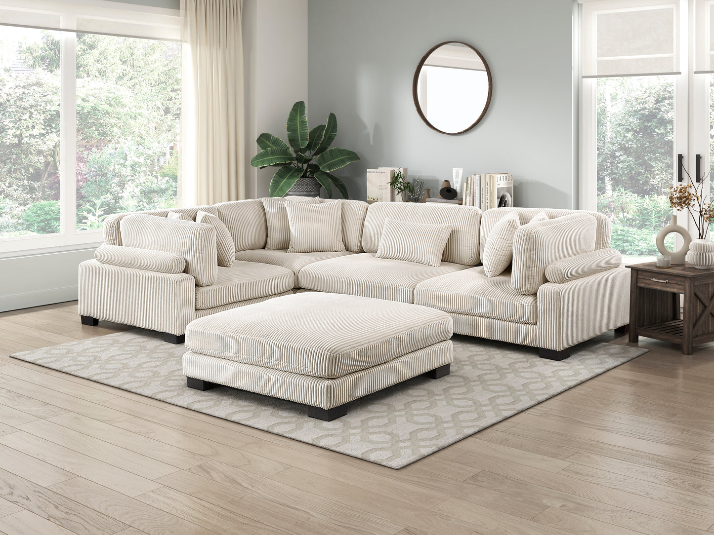 8555BE*3CRACOT - (5)5-Piece Modular Sectional with Ottoman