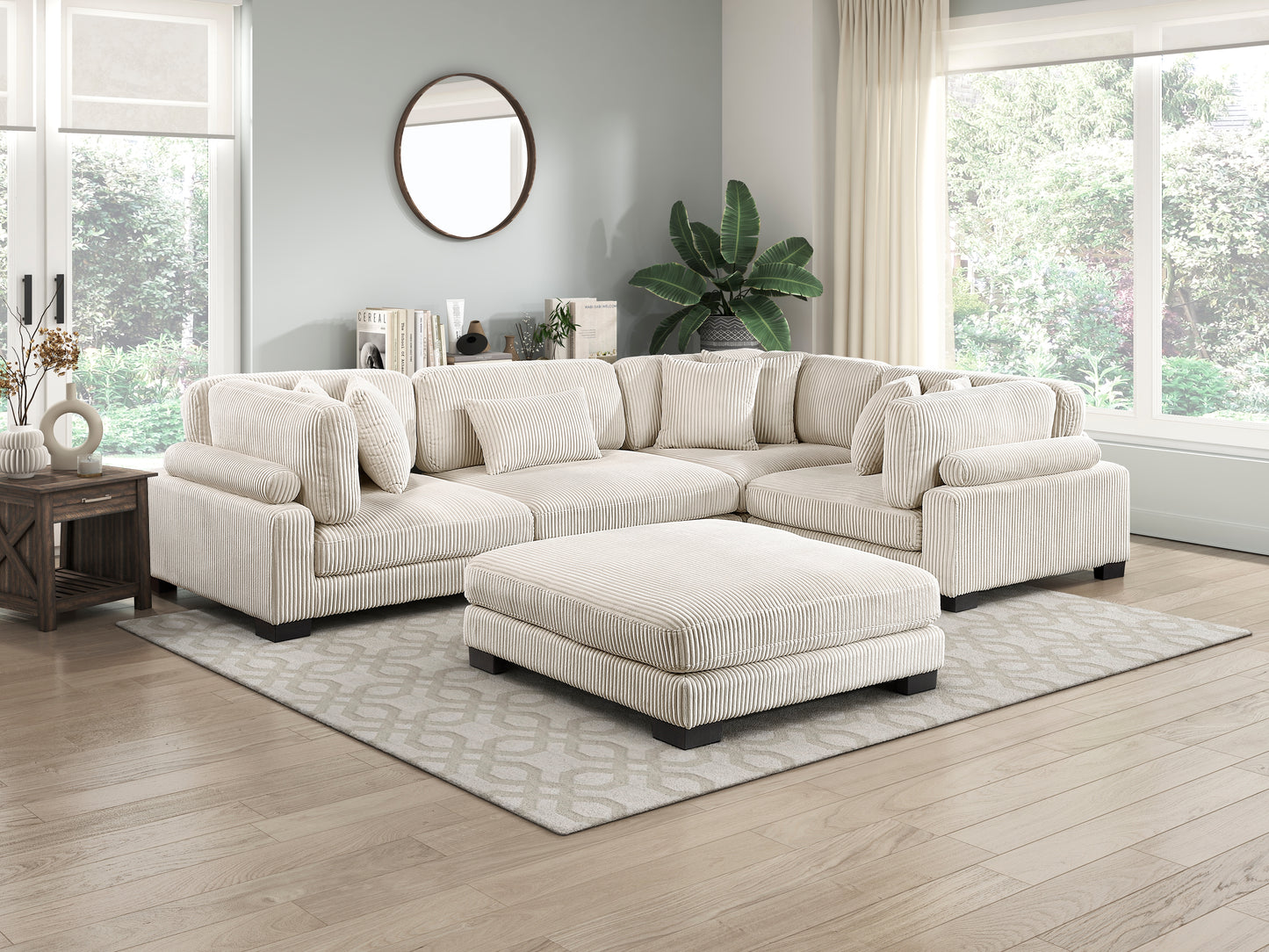 8555BE*3CRACOT - (5)5-Piece Modular Sectional with Ottoman