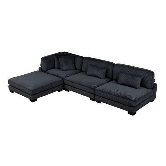 8555BK*2AC1CROT - (4)4-Piece Modular Sectional with Ottoman
