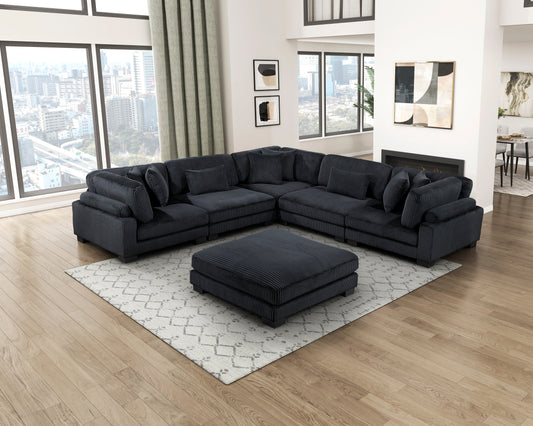 8555BK*3CR2ACOT - (6)6-Piece Modular Sectional with Ottoman