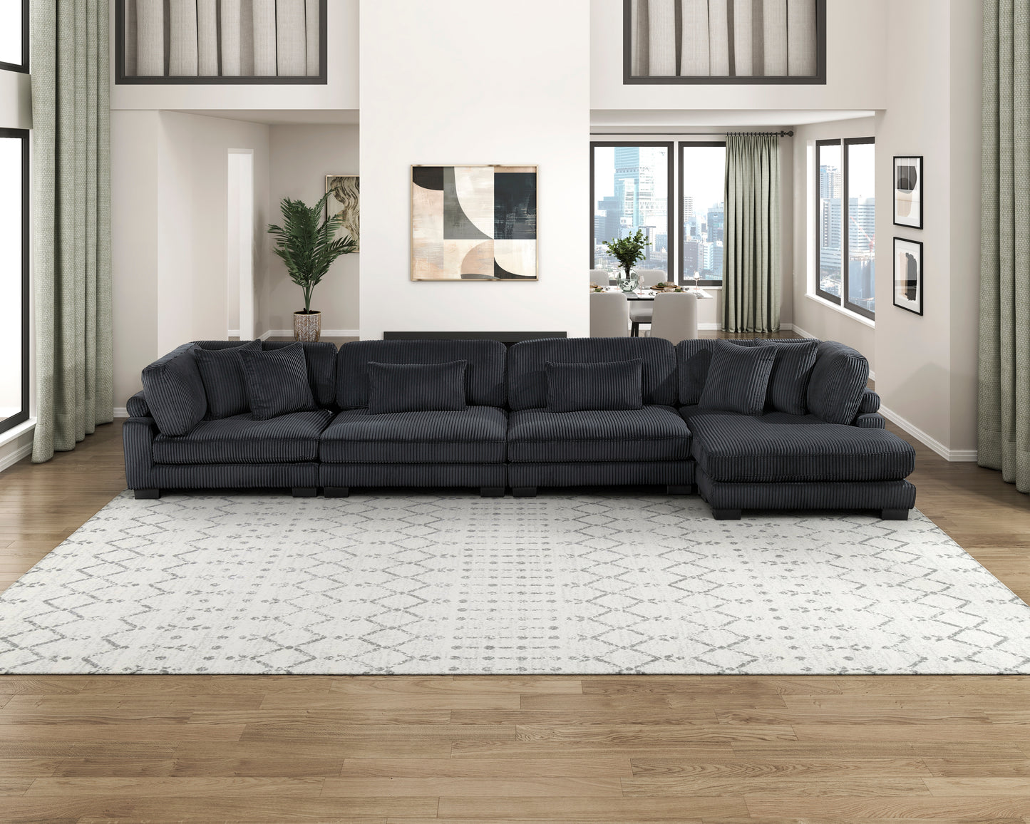 8555BK*CR2ACVC - (4)4-Piece Modular Sectional with Reversible Chaise