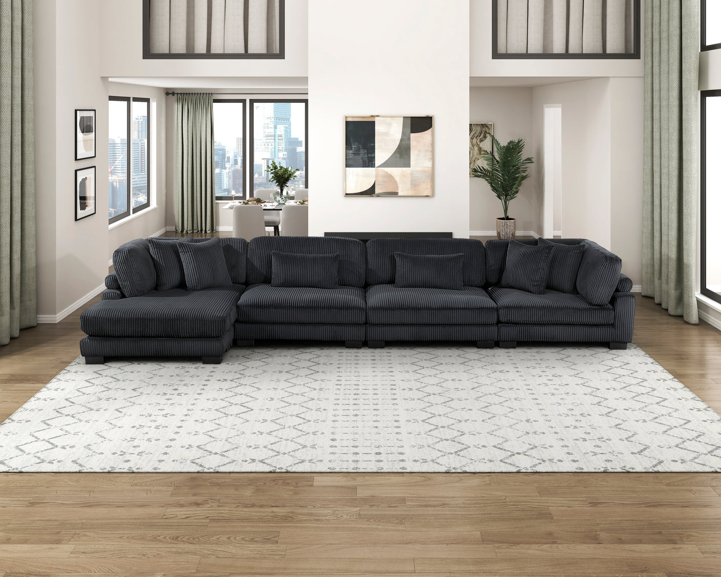 8555BK*CR2ACVC - (4)4-Piece Modular Sectional with Reversible Chaise