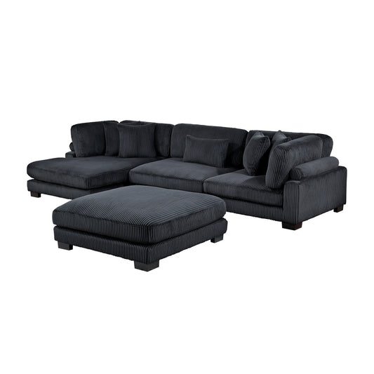 8555BK*CRACVCOT - (4)4-Piece Modular Sectional with Reversible Chaise and Ottoman