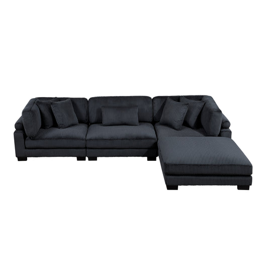 8555BK*4OT - (4)4-Piece Modular Sectional with Ottoman