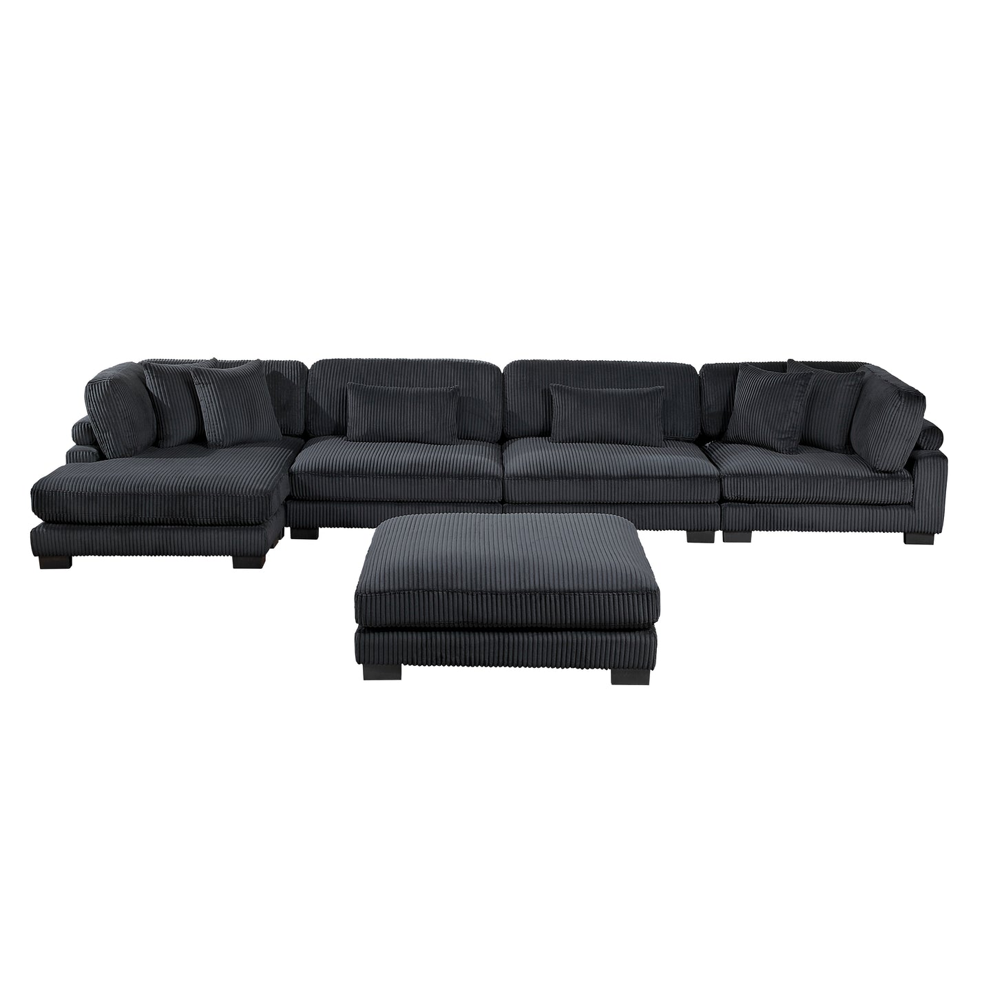 8555BK*CR2ACVCOT - (5)5-Piece Modular Sectional with Reversible Chaise and Ottoman