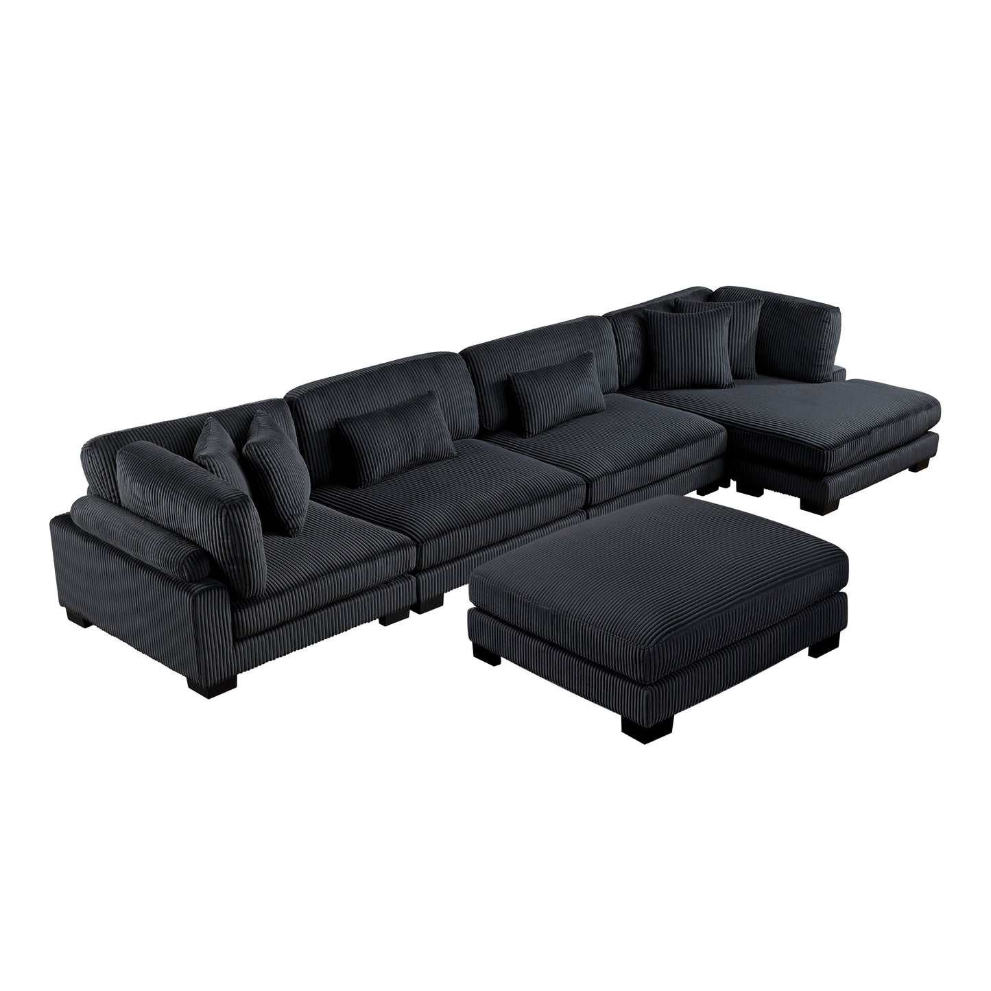 8555BK*CR2ACVCOT - (5)5-Piece Modular Sectional with Reversible Chaise and Ottoman