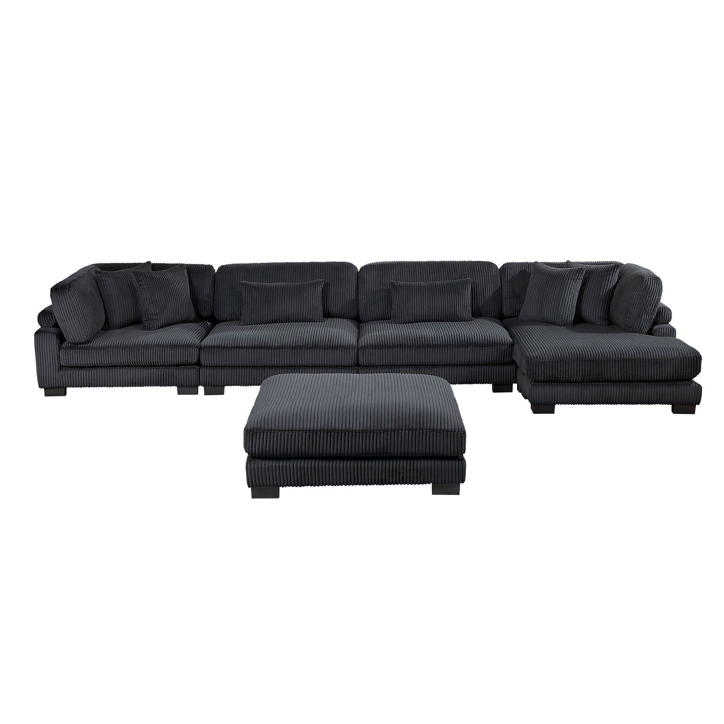 8555BK*CR2ACVCOT - (5)5-Piece Modular Sectional with Reversible Chaise and Ottoman