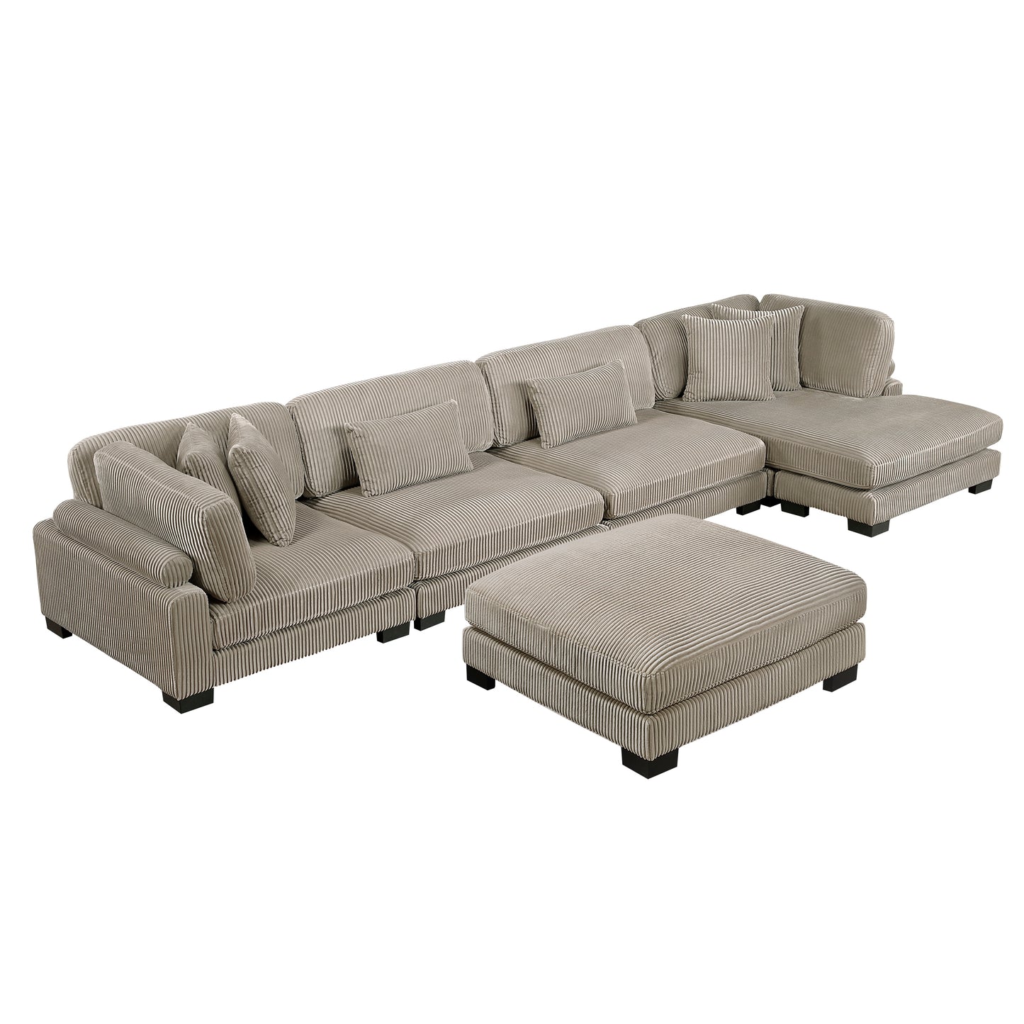 8555GB*CR2ACVCOT - (5)5-Piece Modular Sectional with Reversible Chaise and Ottoman