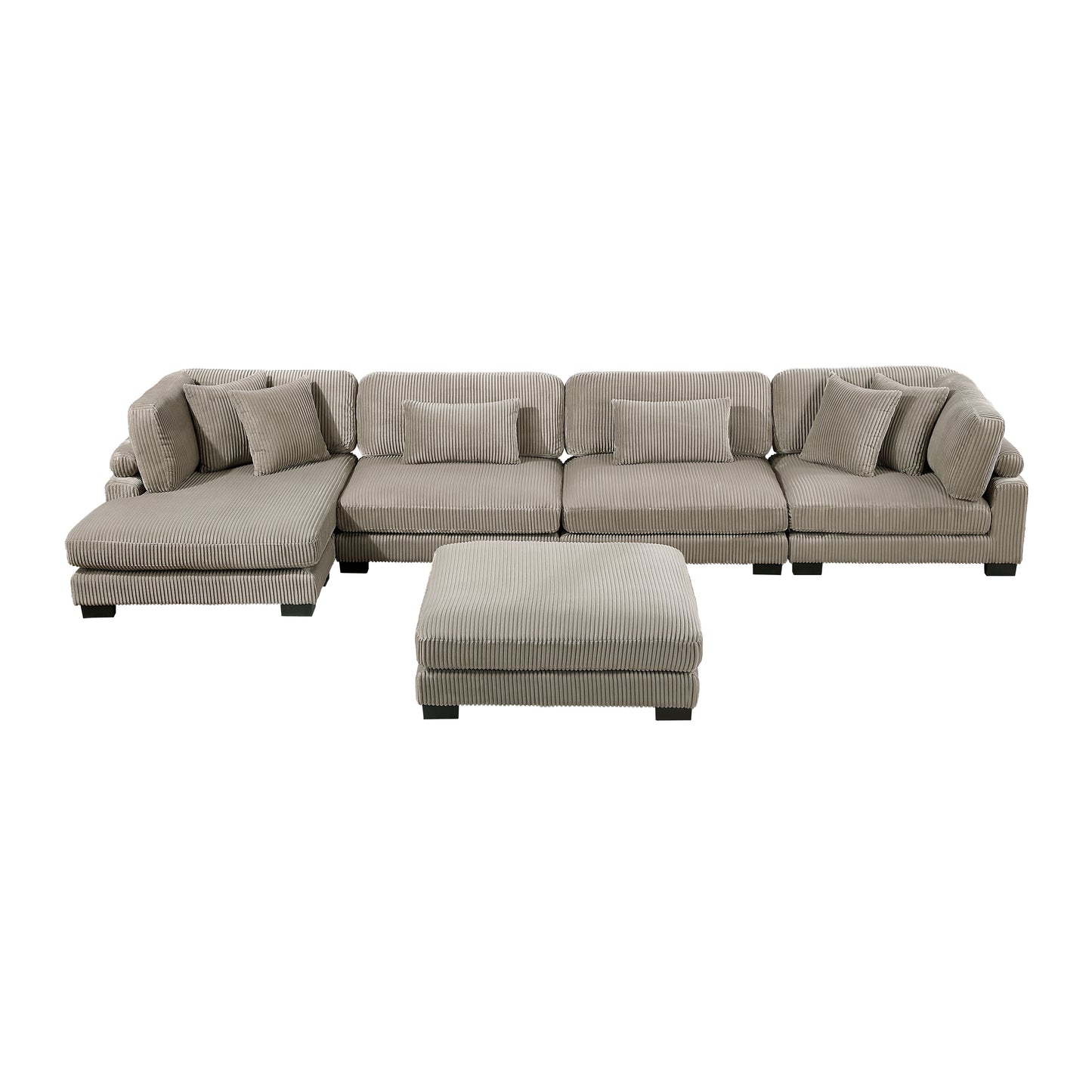 8555GB*CR2ACVCOT - (5)5-Piece Modular Sectional with Reversible Chaise and Ottoman