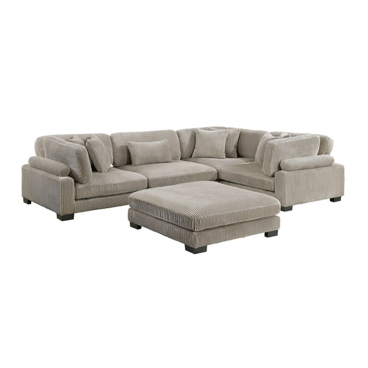 8555GB*3CRACOT - (5)5-Piece Modular Sectional with Ottoman