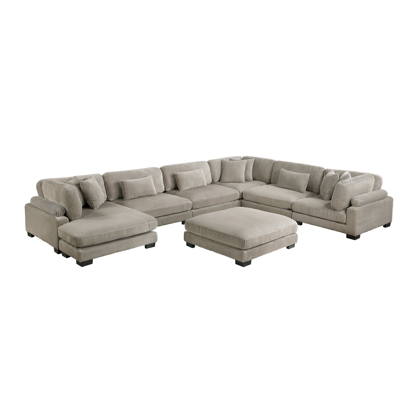 8555GB*2CR3ACVCOT - (7)7-Piece Modular Sectional with Reversible Chaise and Ottoman