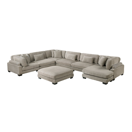 8555GB*2CR3ACVCOT - (7)7-Piece Modular Sectional with Reversible Chaise and Ottoman