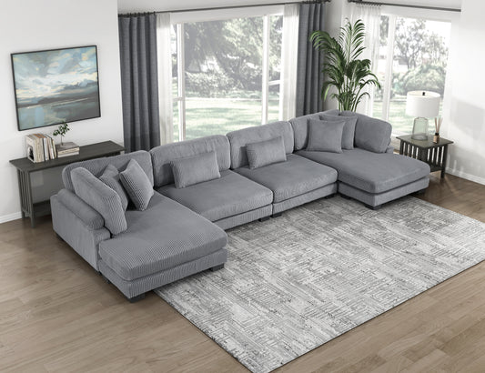 8555GY*2AC2VC - (4)4-Piece Modular Sectional with Reversible Chaise