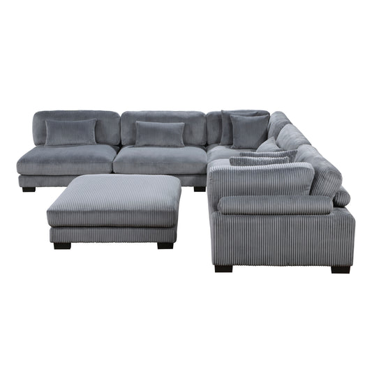 8555GY*6OT - (6)6-Piece Modular Sectional with Ottoman