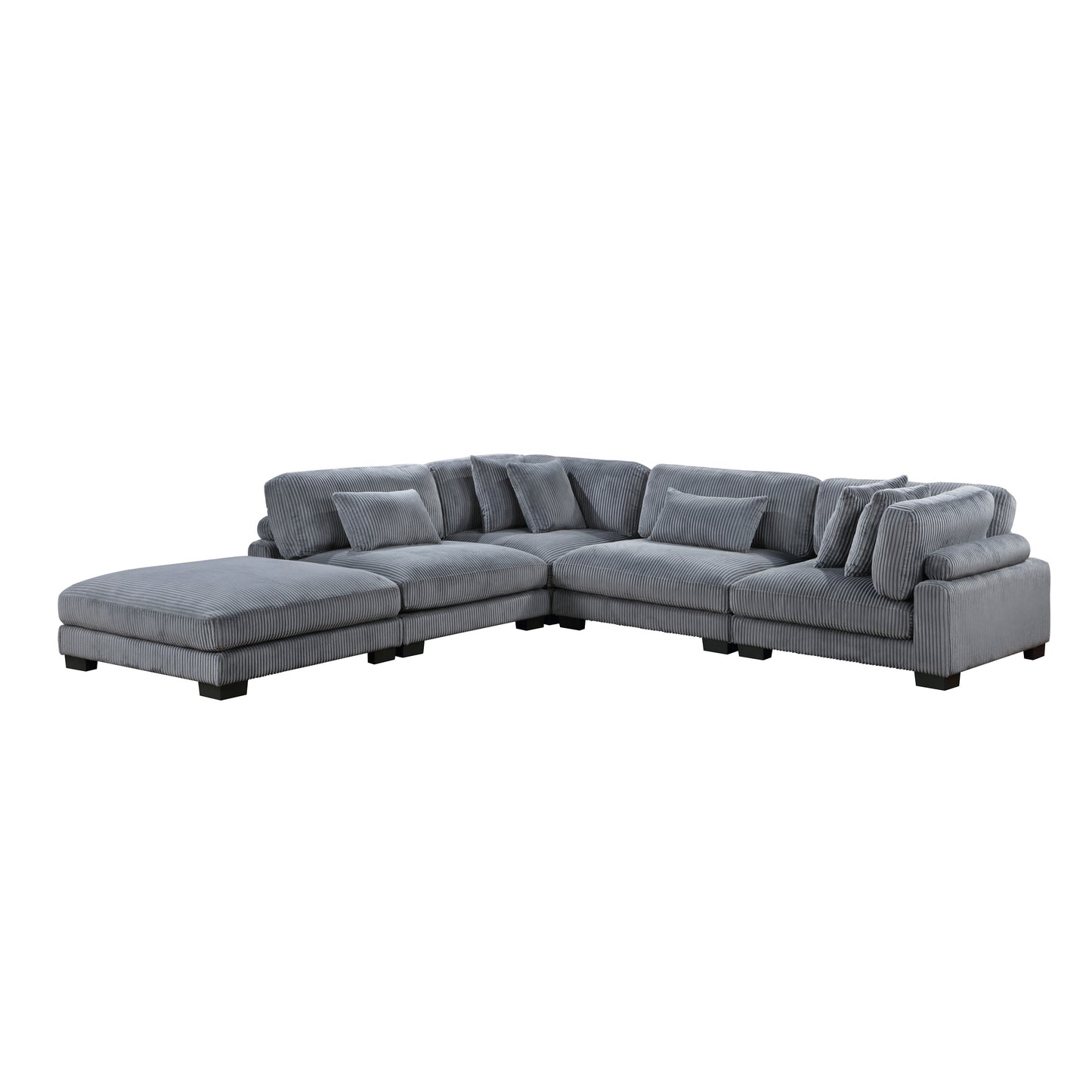 8555GY*5OT - (5)5-Piece Modular Sectional with Ottoman
