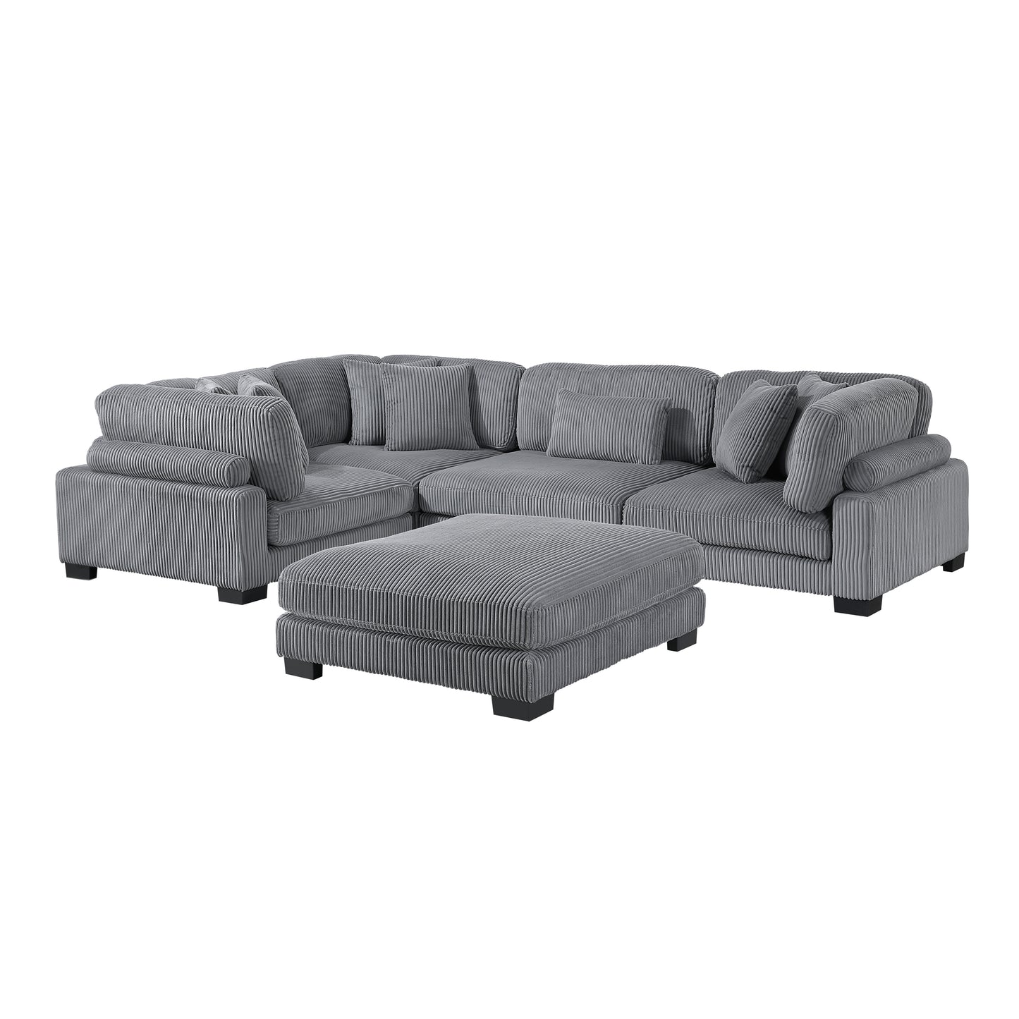 8555GY*3CRACOT - (5)5-Piece Modular Sectional with Ottoman