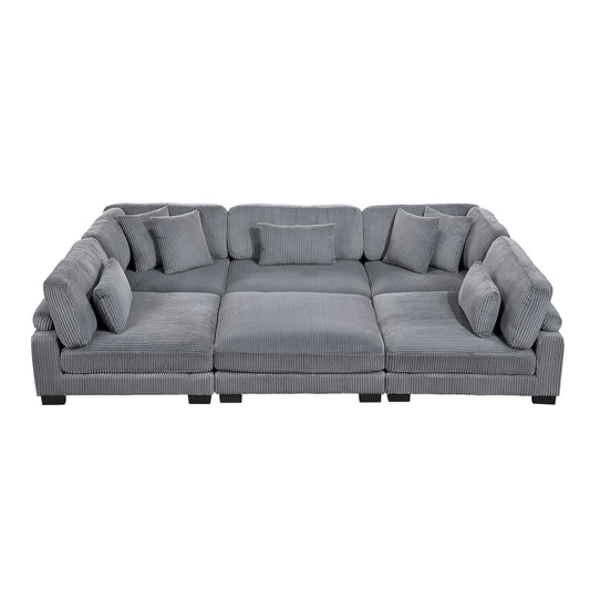 8555GY*6OT - (6)6-Piece Modular Sectional with Ottoman