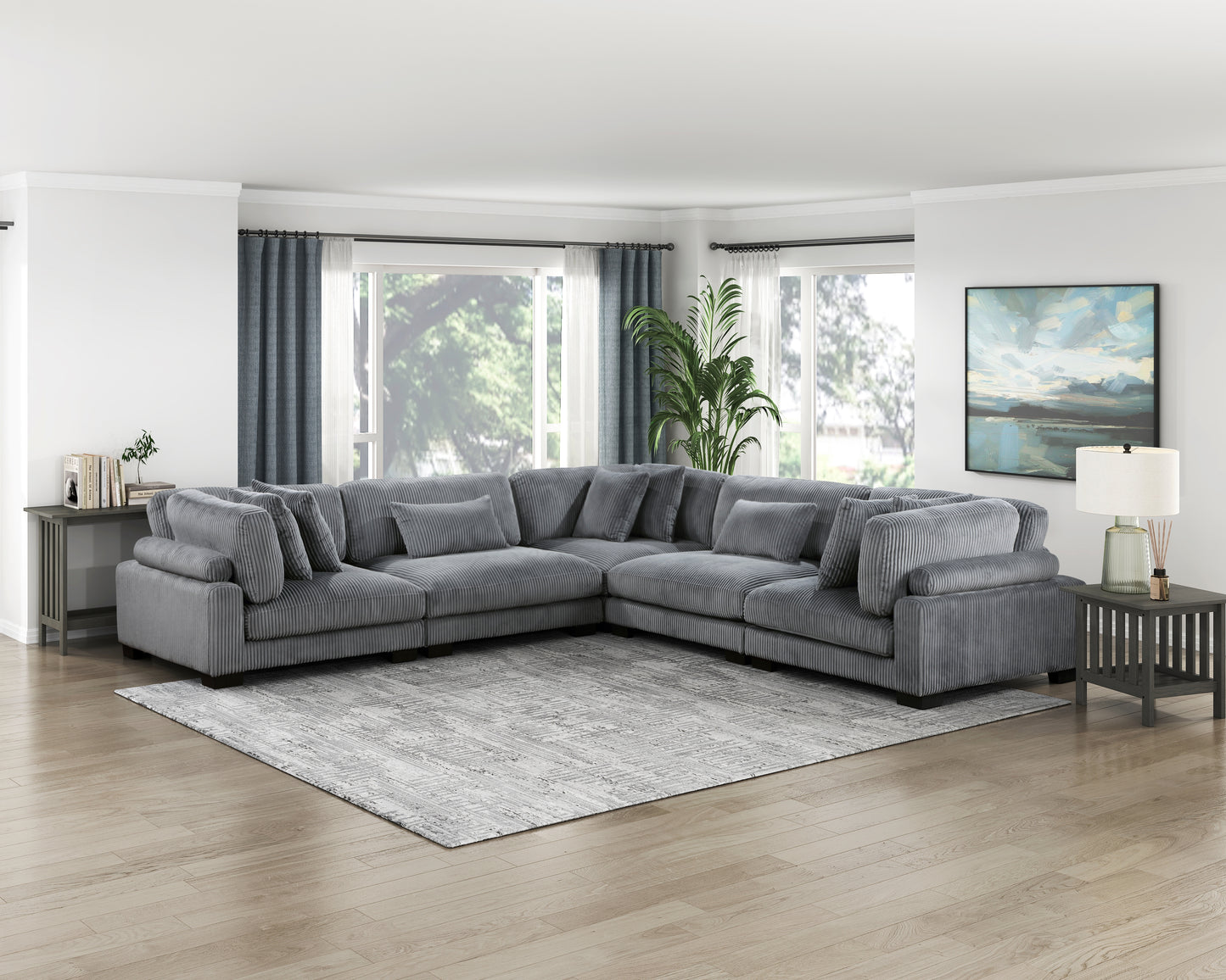 8555GY*2AC3CR - (5)5-Piece Modular Sectional