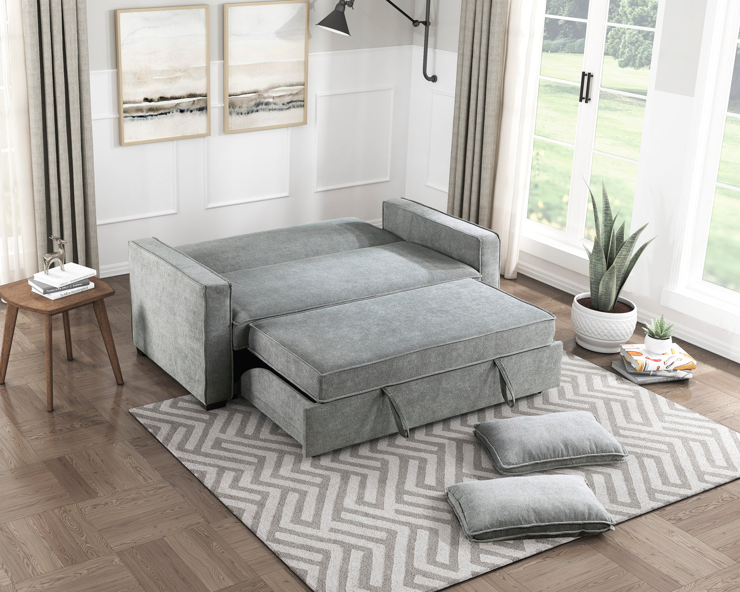 9238GY-3CL - Convertible Studio Sofa with Pull-out Bed