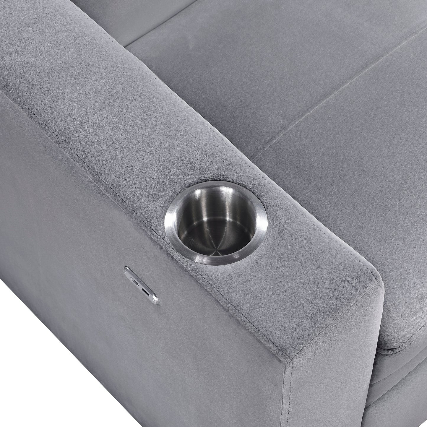 9258 - Convertible Sofa with Hidden Storage, Cup Holders and Charging Ports
