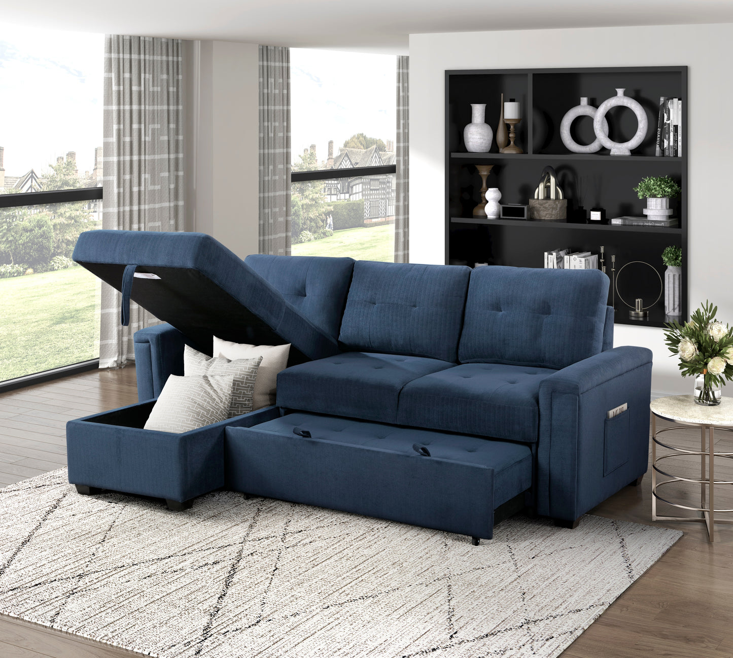 9259*SC - (2)Reversible Sectional with Hidden Storage and Pull-out Bed