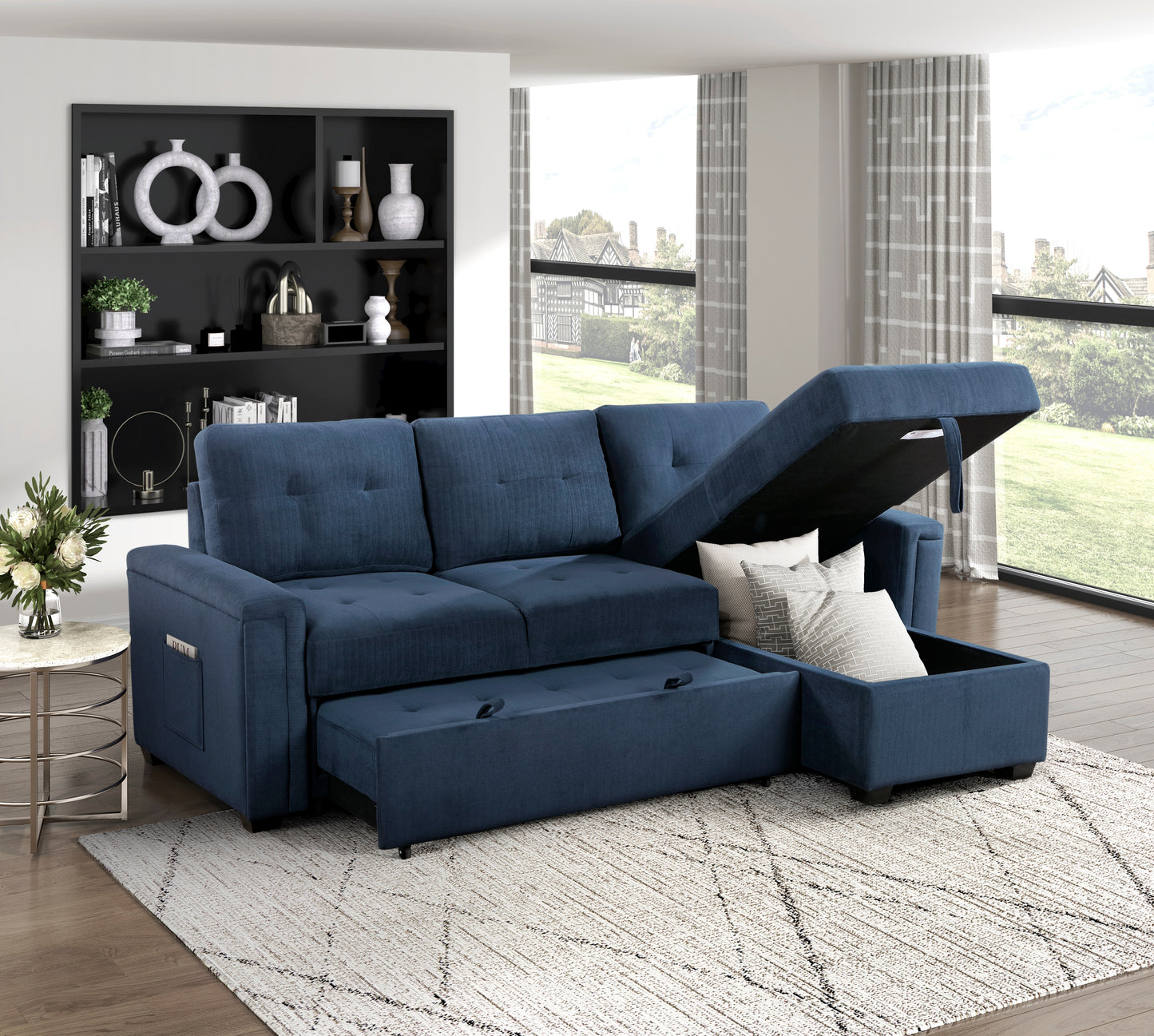 9259*SC - (2)Reversible Sectional with Hidden Storage and Pull-out Bed