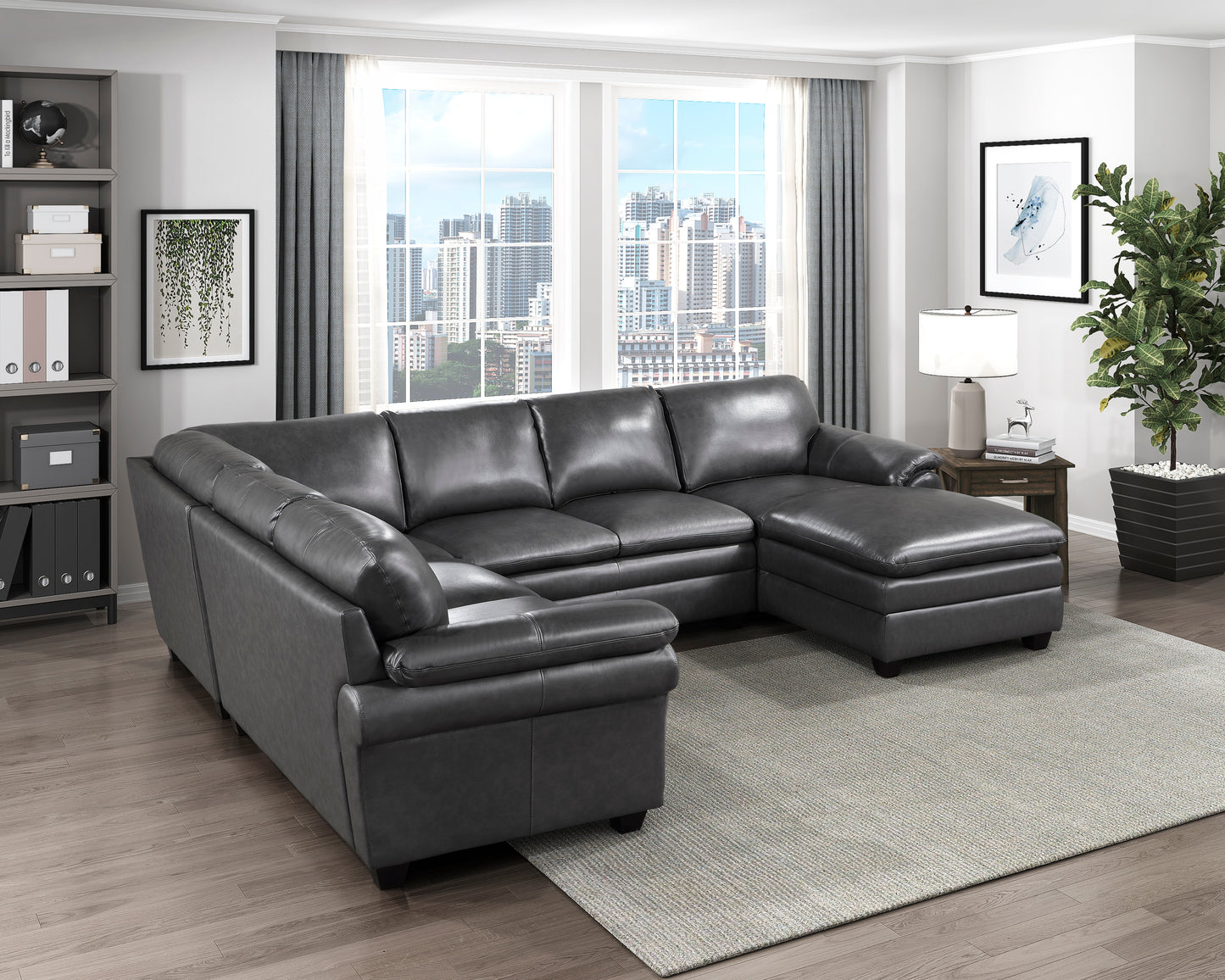 9267GY*42LRC - (4)4-Piece Sectional with Right Chaise
