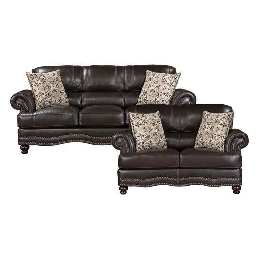 9268BRW*2 - 2pc Set: Sofa, Love